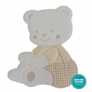 Iron-on Embroidery Sticker - Cream Teddy Bear